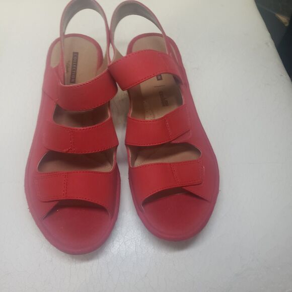 Clarks Collection Reedly Juno wedge sandals red nubuck 7.5 W LLL - Picture 1 of 6